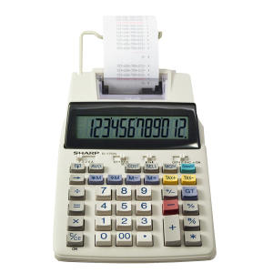 Sharp EL1750V 12 Digit Compact Desktop 2 Color Printing Calculator