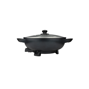 Brentwood SK-69BK 13 Inch Non Stick Flat Bottom Electric Wok Skillet with Vented Glass Lid