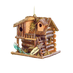 Songbird Valley 10029313 Log Cabin Gone Fishin' Birdhouse