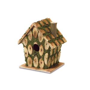 Songbird Valley 10037921 Knotty Wood Moss Covered Bird House