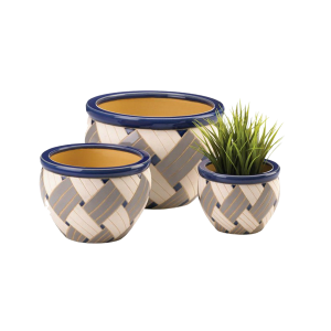 Summerfield Terrace 10018824 Woven Print Geometric Ceramic Planter Set