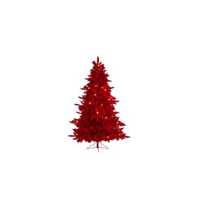 Nearly Natural T1460 6ft Red Flocked Fraser Fir Artificial Christmas Tree With 350 Red Lights