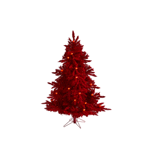 Nearly Natural T1567 5 Ft Red Flocked Fraser Fir Artificial Christmas Tree