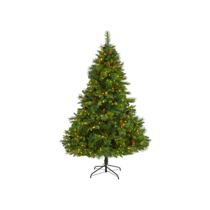 Nearly Natural T1682 6.5ft West Virginia Full Bodied Mixed Pine Artificial Christmas Tree With 400 Clear LED Lights