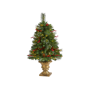 Nearly Natural  T1693 4ft Pine Pinecone And Berries Artificial Christmas Tree