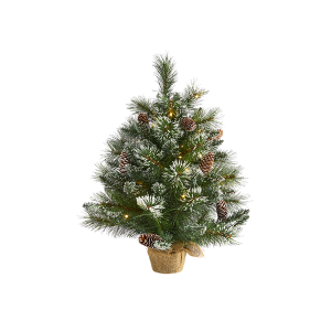Nearly Natural  T1694 2 ft Frosted Pine Artificial Christmas Tree With 35 Clear LED Lights