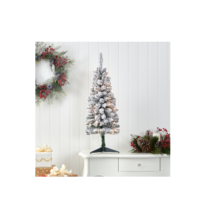 Nearly Natural T1903 3ft Flocked Pencil Artificial Christmas Tree