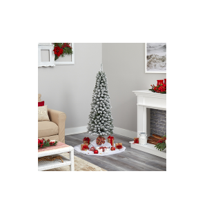 Nearly Natural T1905 5ft Flocked Pencil Artificial Christmas Tree