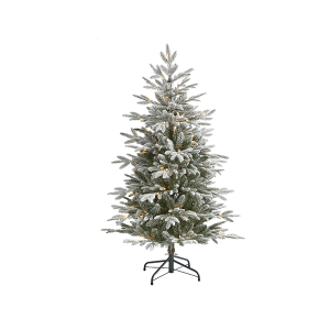 Nearly Natural T1974 4.5 Ft Flocked Manchester Spruce Artificial Christmas Tree With 100 Lights