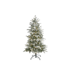 Nearly Natural T1977 5ft Slim Flocked Nova Scotia Spruce Artificial Christmas Tree