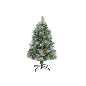 Nearly Natural T1984 4ft Frosted Tip British Columbia Mountain Pine Artificial Christmas Tree With 100 Clear Lights