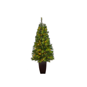 Nearly Natural T2299 5Ft Green Valley Pine Artificial Christmas Tree With 100 Warm White LED Lights 