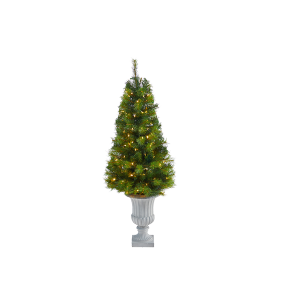 Nearly Natural T2300 4.5Ft Green Valley Pine Artificial Christmas Tree With 100 Warm White LED Lights 