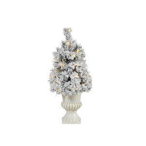 Nearly natural T2313 28 inches Flocked Artificial Christmas Tree With 30 Clear LED Lights In White Urn