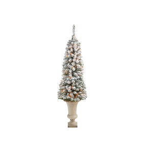 Nearly Natural T2330 4.5 Ft Flocked Pencil Artificial Christmas Tree In Sand Colored Urn