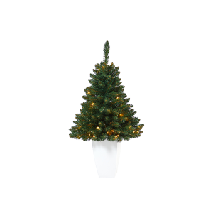 Nearly Natural T2333 3.5 ft Northern Rocky Spruce Artificial Christmas Tree in White Metal Planter