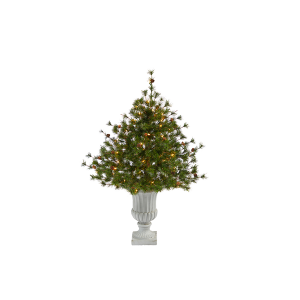 Nearly Natural T2340 44 inch Colorado Mountain Pine Artificial Christmas Tree With 50 Clear Lights 171 Bendable Branches And Pine Cones In Decorative Urn